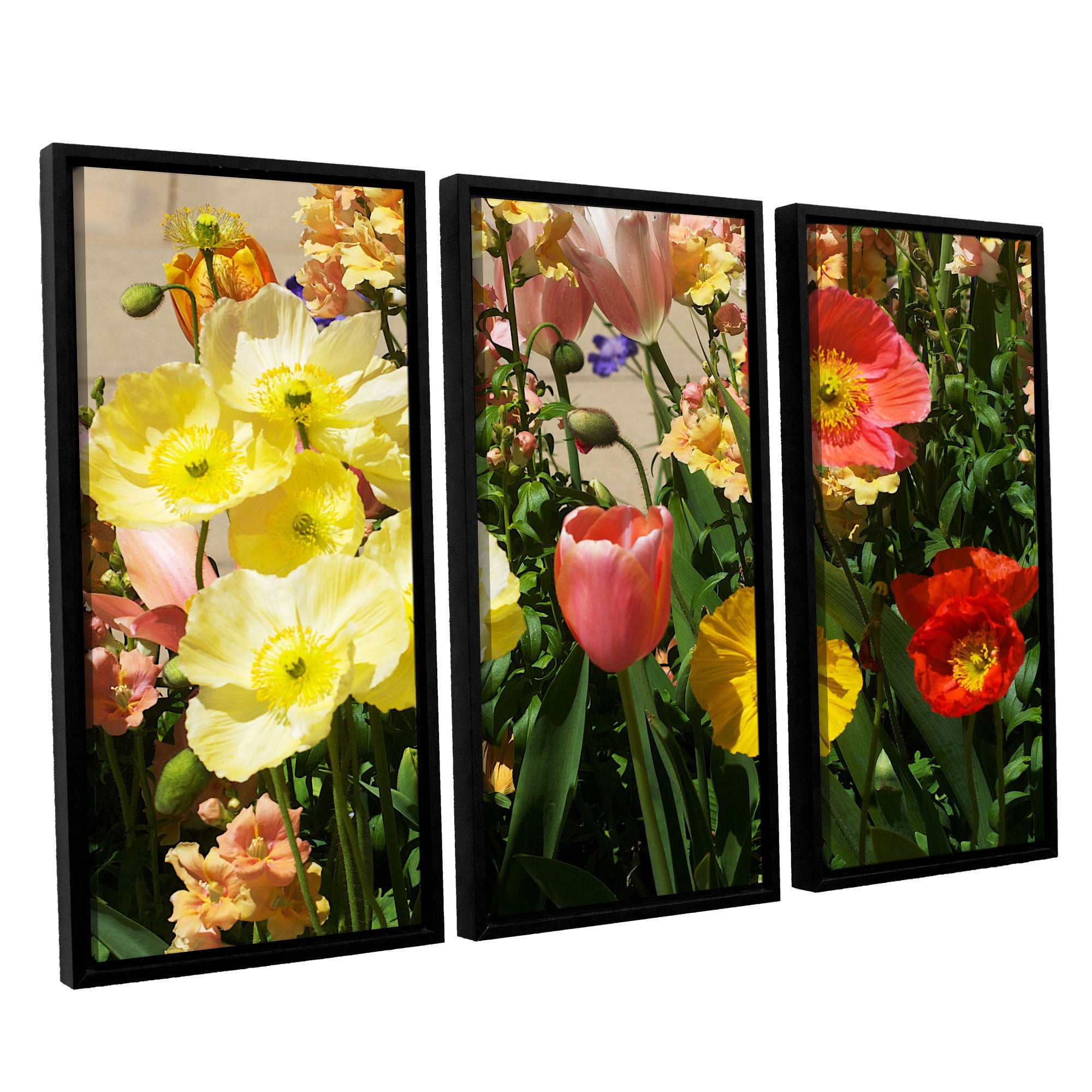 ArtWall Allan Friedlander "Yellow Flowers" 3-Piece Floater-framed Canvas Set