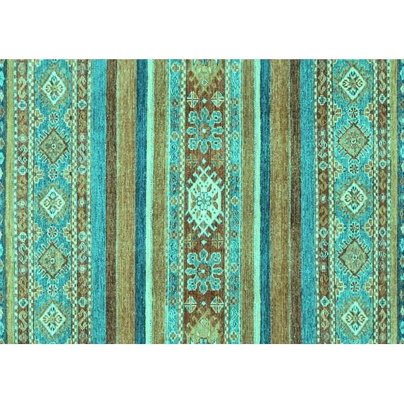 Ahgly Company Indoor Rectangle Abstract Turquoise Blue Modern Area Rugs, 7' x 9'