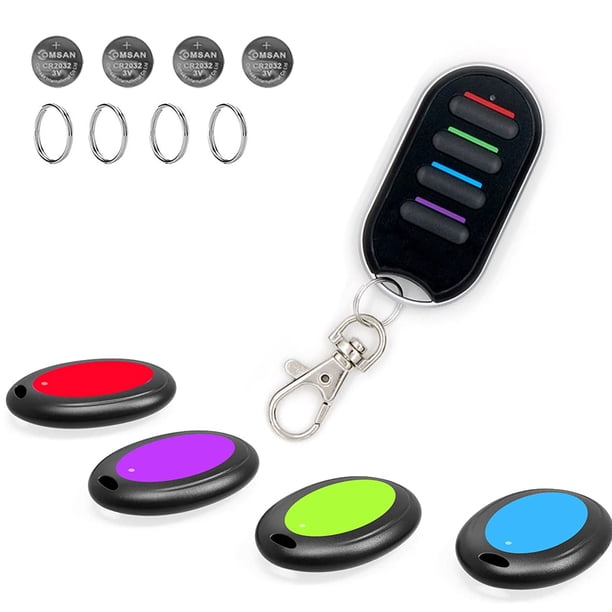 Buscador de llaves con 1 control remoto y 4 receptores, localizador de mascotas, localizador de artículos inalámbrico por RF, búsqueda de rastreador/localizador para mascotas, llaves, billetera