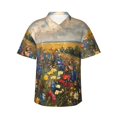 thumbnail image 1 of Balery Vibrant Wildflower Meadow Camisas hawaianas de manga corta para hombre, camisas playeras de corte holgado, camisas de vacaciones con botones,Large, 1 of 7