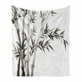 thumbnail image 1 of Bamboo Print Soft Flannel Fleece Blanket, Traditional Bamboo Leaves Meaning Wisdom Growth Renewal Unleash Your Power Art, Cozy Plush for Indoor and Outdoor Use, 50" x 70", Grey White, by Ambesonne, 1 of 6