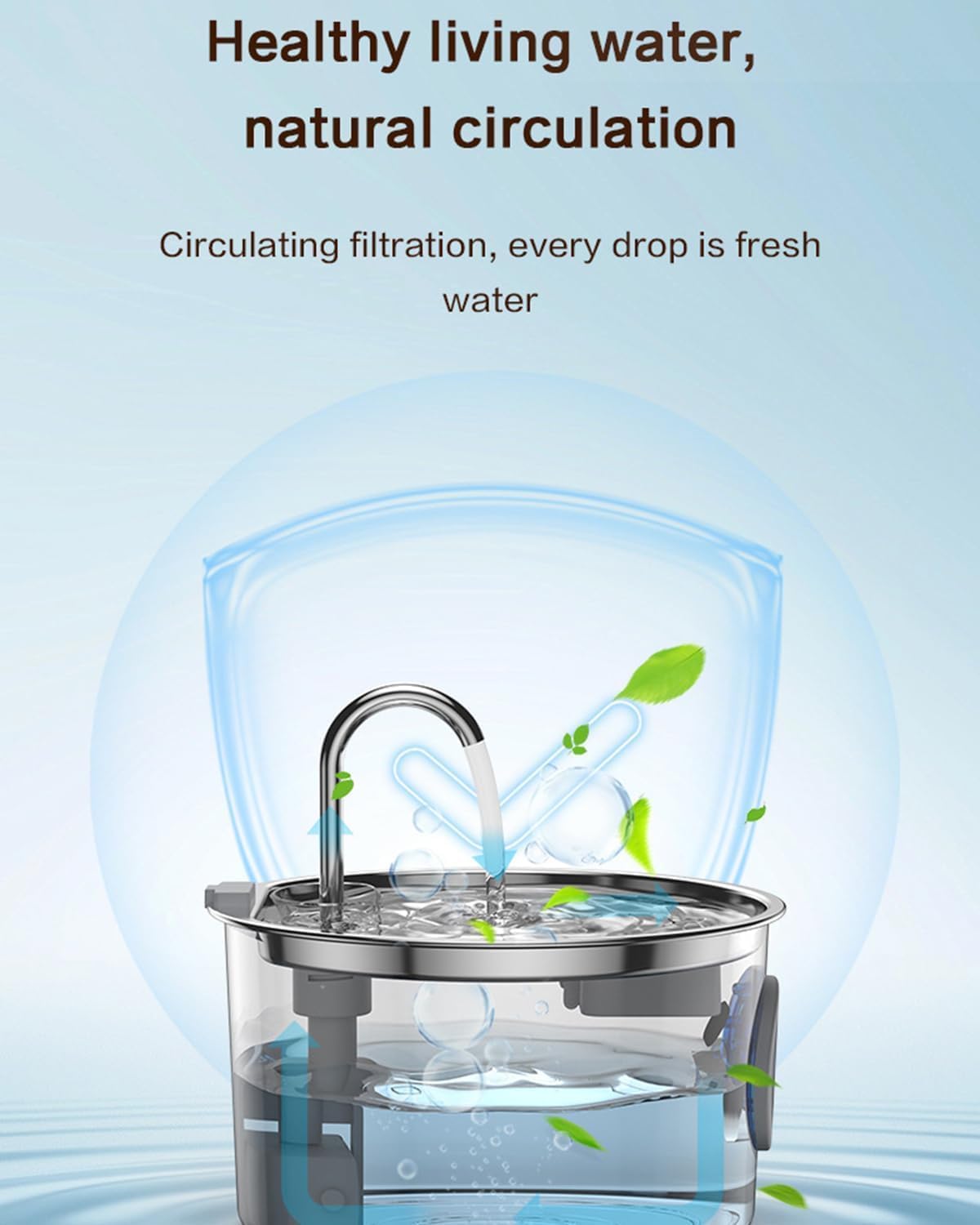 Vital Sip Cat Water Fountain - 108oz/3.2L Filtered Silent Stainless Steel Cat Faucet Fountain, VitalSip Dog Fountains with Water Level Viewing Window, Pet Drinking Fountains Indoor