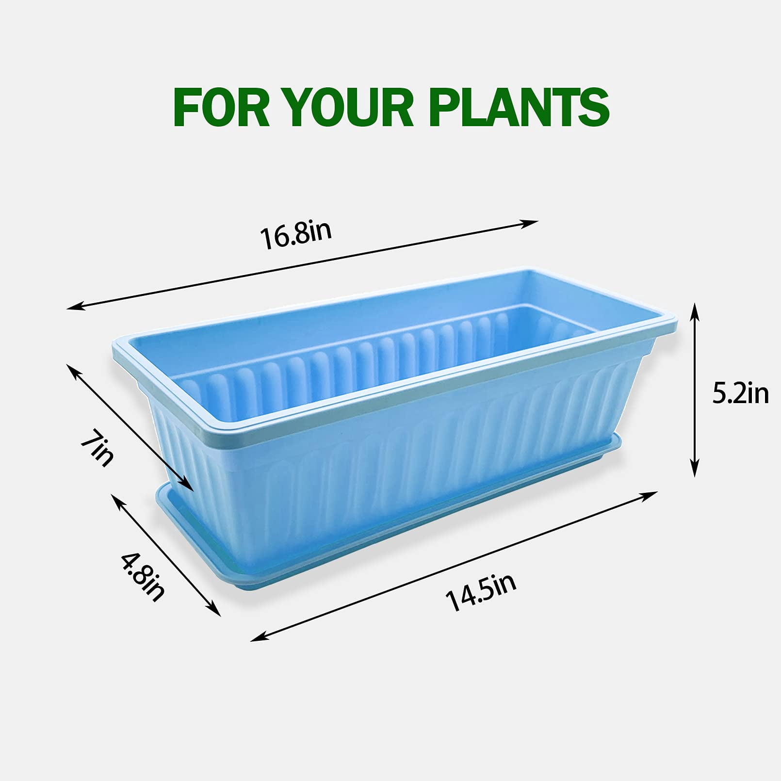 4 Pack 17" Rectangular Window Box Planter with Tray for Balcony Garden Windowsill