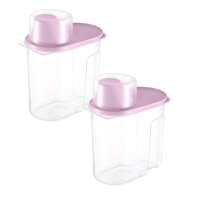 Oleegame 2 Pcs Rangement de Produits 1.9L Cuisine Réservoir de Stockage Multi-Grains Boîte de Rangement pour Aliments Secs Réservoir Scellé en Plastique Rose