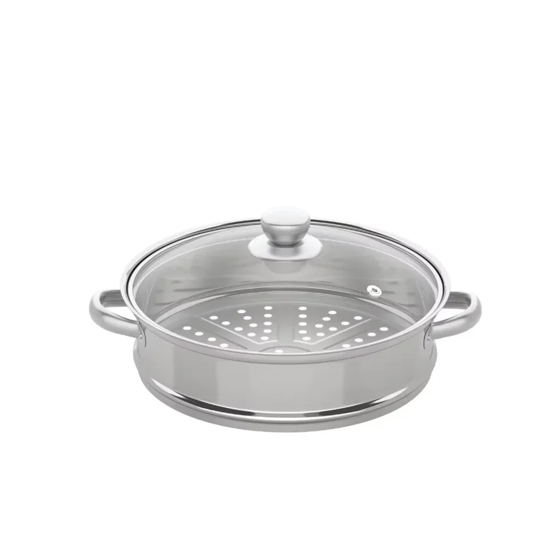 Steel Steamer Cooker Induction Steam Pot Kitchen Cookware 27.6cm