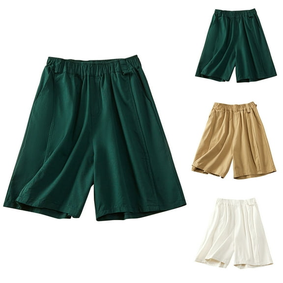 POROPL Women Shorts Under $10 Cotton Elastic Waist Casual Loose Shorts
