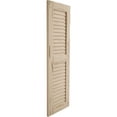 thumbnail image 4 of Ekena Millwork 15"W x 42"H Rustic Two Equal Louver Pecky Cypress Faux Wood Shutters (Per Pair), Primed Tan, 4 of 12