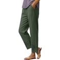 thumbnail image 2 of Endives Womens Ice Silk Pant Summer Lightweight Long Pants Stretch Breathable Loose Elastic Waist Fitness For Middle And Elderly XL-6XL Green, 2 of 7
