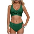 thumbnail image 1 of YuYuBao Women Swimsuits Bikinis Two Piece Retro Ruched Push Up Padded Top High Waist Bottom Bikini Beach Bathing Suits, 1 of 6