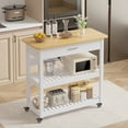 thumbnail image 3 of VECELO Rolling Kitchen Island Cart with Drawer & Power Outlet, Microwave Oven Stand with 3 Shelves and Worktop, White, 3 of 11