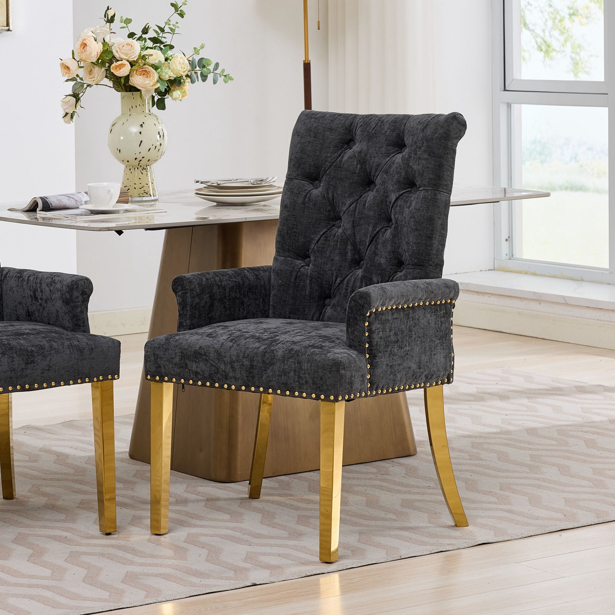 upholstered dining chairs with arms product
