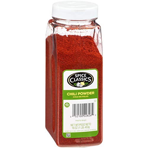 Spice Classics Chili Powder, 16 oz One 16 Ounce Container of Ground Chili Powder Made from