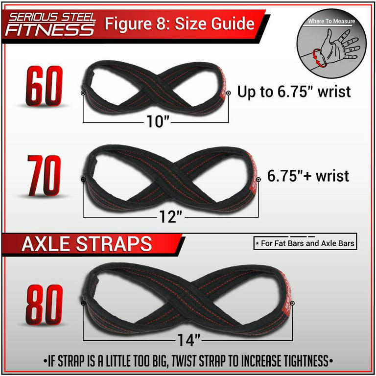 Serious Steel Fitness Figure 8 Straps | Deadlift Straps | Lifting Straps (70cm)