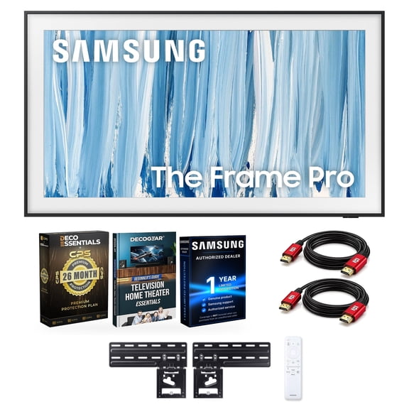 Samsung 55" Class The Frame Pro Neo QLED 4K TV (2026) Bundle with Television Home Theater Beginner's Guide   Deco Gear CPS Exclusive 26 Month Extended Protection   2x 6FT 4K HDMI 2.0 Cable