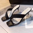 thumbnail image 2 of High Heeled Sandals Women's Transparent Square Head Slippers Large Black, 2 of 5