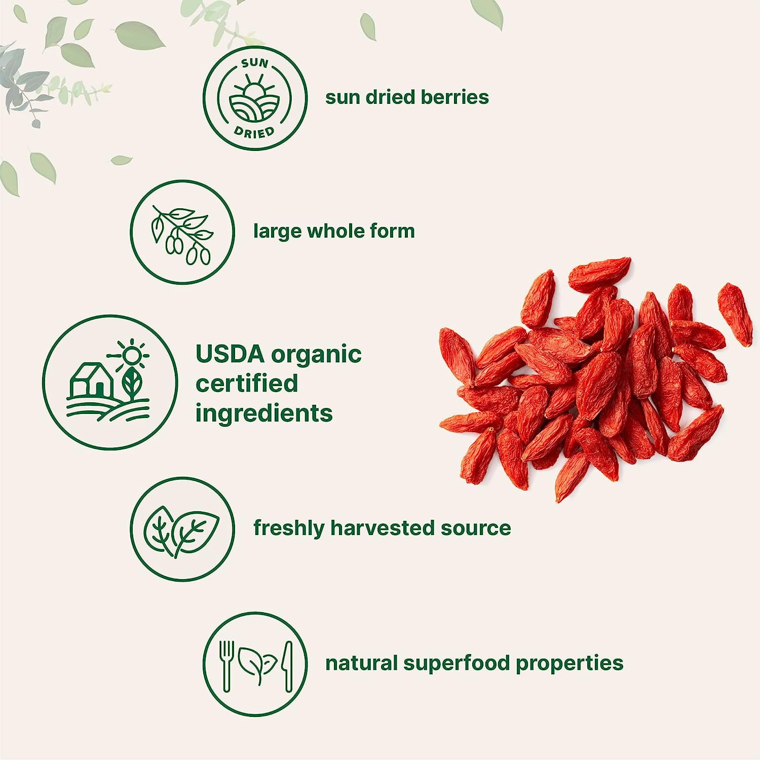 Micro Ingredients Organic Goji Berries, 32 Ounce | Large Whole Sun-Dried Berries | Raw Superfood for Energy, Eye, & Immune Health