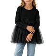 thumbnail image 3 of Lutiedan Toddler Girls Long Sleeve Tulle Peplum Tops Crew Neck Mesh Tutu Hem Shirts Casual Princess Flowy Shirts 0-3,Black, 3 of 5