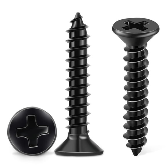 TPOHH 100 PCS #8 X 3/4 inch Stainless Steel 18-8 (A2) Wood Screws, Black Coated Flat Head Phillips 8 X 3/4'' Multipurpose Screw