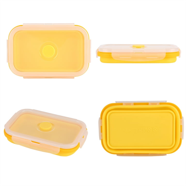 1500ml Silicone Rectangle Lunch Box Collapsible Bento Box Folding