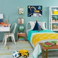 thumbnail image 5 of HFDF Outer Space Room Wall Art, Space Theme Posters Astronaut Construction Canvas Prts Planet Stars Trucks Universe Art Prt For Kids Boys room Playroom Decor-Ready To Hang 14x11inch Framed, 5 of 6