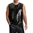 thumbnail image 5 of Camiseta sin mangas INSPIRE CHIC para hombres con cuello redondo, disco metálico brillante, camiseta de fiesta XL negra, 5 of 5