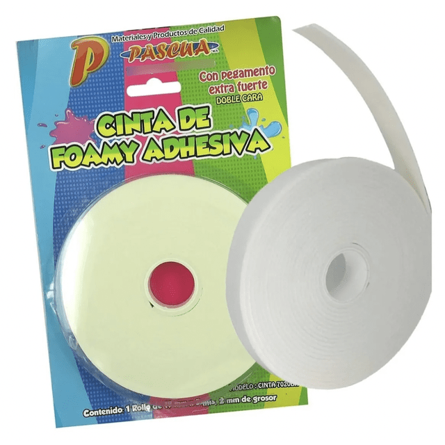 Cinta DE FOAMY Adhesiva Doble Cara PASCUA 1.9cm X 5mts X 2mm CINTA-7020BA