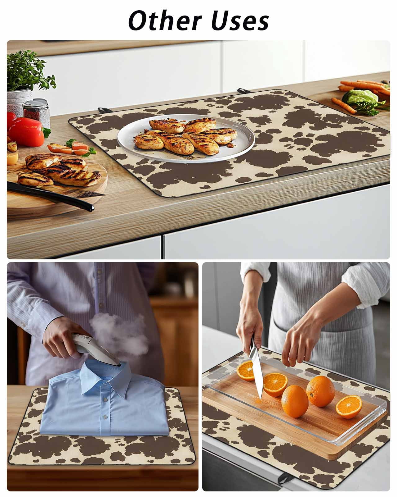 Stove Top Covers for Electric Stove, Brown Beige Glass Stovetop Cover Protector, Modern Animal Texture Abstract Induction Cooktop Protector Oven Mat for Kitchen Countertop 24"x21"