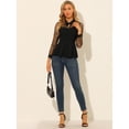 thumbnail image 3 of DARING DIVA Mesh Sheer Keyhole Peplum Top 2XL Black, 3 of 6