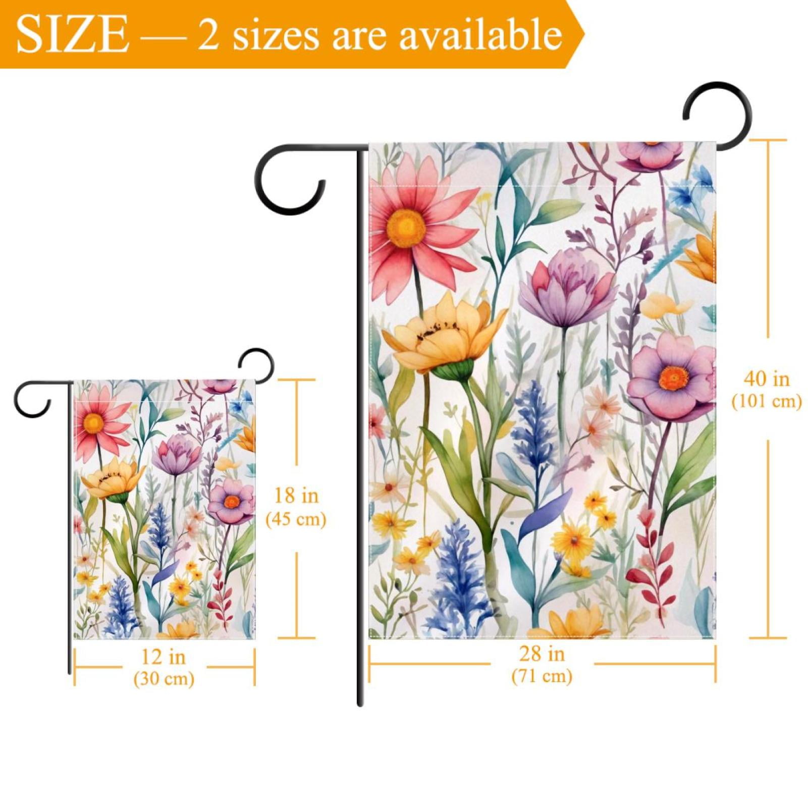 Welcome Colored Flowers Abstract Branches Garden Flag, Vertical Double Sided Small House Flag, Yard Farmhouse Outdoor Deck Veranda Lawn Decor 28x40 Inch