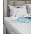 thumbnail image 2 of Ambesonne Floral Fitted & Top Sheet Set with Shams, Cornflower Botany, Navy Blue White Green, 2 of 4