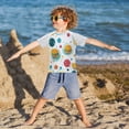 thumbnail image 3 of FORMRS Boys Rash Guard Short Sleeves Swim Shirt Quick Dry UPF 50+ Sun Protection, Sizes 3-12T, Bubbles Hamburger, 3 of 6