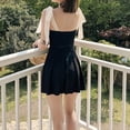 thumbnail image 3 of Traje de baño elegante de una pieza para mujer Traje de baño con falda negra Falda con cordones en los hombros, 3 of 7