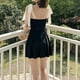 thumbnail image 3 of Traje de baño elegante de una pieza para mujer Traje de baño con falda negra Falda con cordones en los hombros, 3 of 7