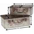 thumbnail image 4 of S/2 Vintage Metal Storage Trunks Galvanized Tin Suitcase Style Organizer Boxes with Handles Decorative Storage Containers for Home Office Shelf Display, 4 of 4