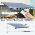 thumbnail image 5 of Outsunny 13' x 10' Blue and White Striped Motorized Retractable Patio Awning, LED Lights, 5 of 10
