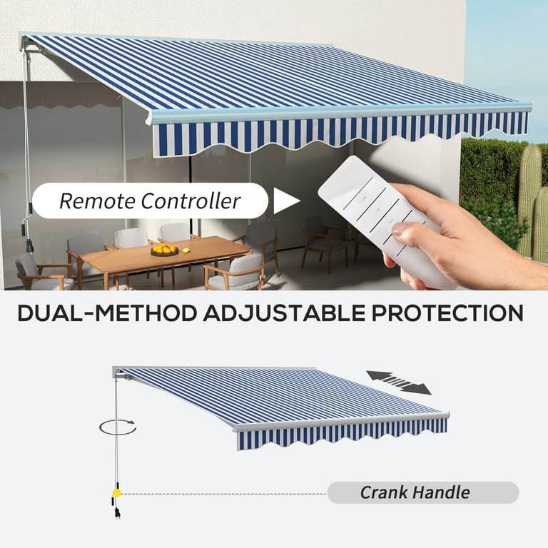 Outsunny Modern 13' x 10' Motorized Retractable Patio Deck Awning