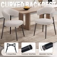 thumbnail image 4 of Hawsaiy Dining Chairs Set of 2, Mid Century Modern Boucle Upholstered Dining Chairs with Curved Backrest, Kitchen Dining Room Chairs with Black Metal Legs, White, 4 of 8