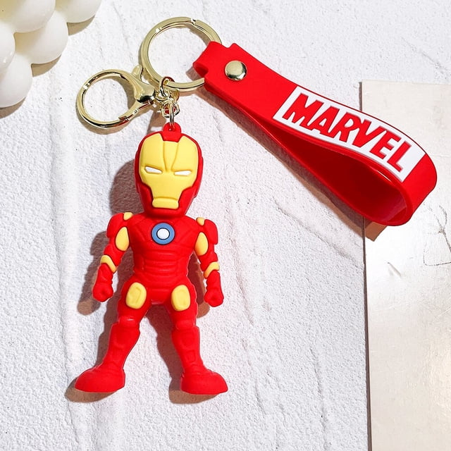 Llaveros de superhéroes de Los Vengadores, llaveros de PVC de Marvel, Iron Man, Spiderman, Capitán América, muñeco de Anime de dibujos animados lindo, llavero colgante qiuyongming unisex