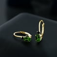 thumbnail image 3 of Gem Stone King 14K Yellow Gold Green Chrome Diopside and Black Diamond Leverback Earrings for Women | 0.97 Cttw | Gemstone | Oval 6X4MM, Round 2MM | 3/4 inch, 3 of 4