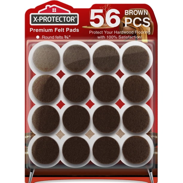 X-Protector Almohadillas de fieltro para muebles - 56 piezas 3/4" - Almohadillas de fieltro Protectores de piso - Almohadillas de fieltro para sillas - Almohadillas de fieltro para patas de muebles -