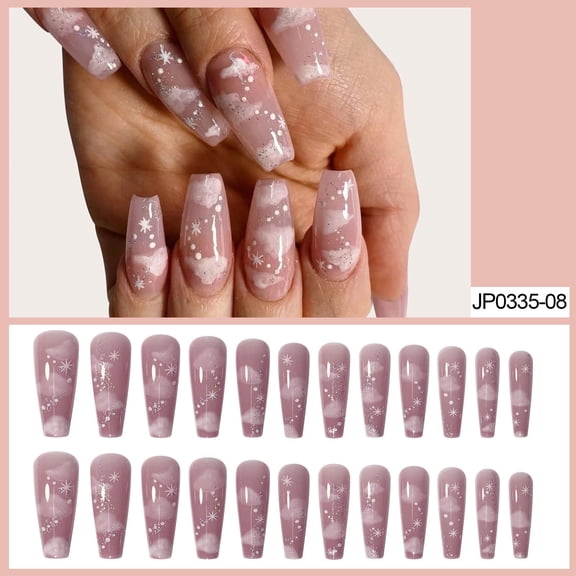 Long Ballet Nail Patch Nails Cloud On Nails 24 Women Elegant Durable Easy Apply Natural