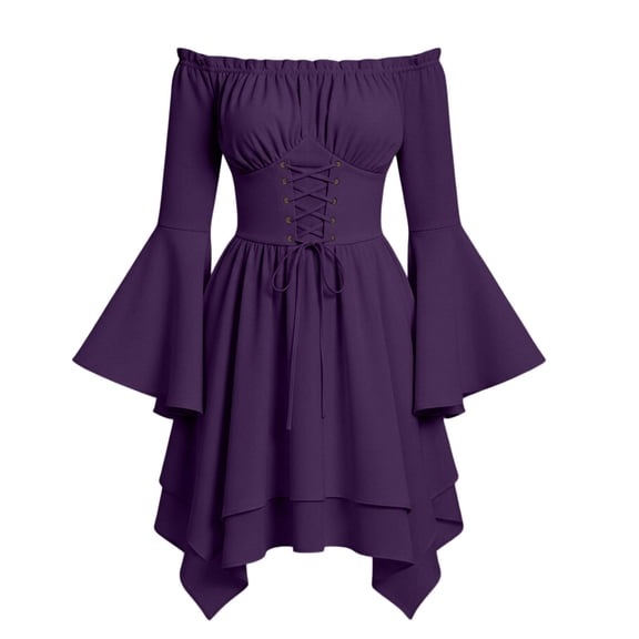 Gytharion Women's Off Shoulder Gothic Dresses Ruffled Vintage Costume Elegant Halloween Costumes Long Sleeve Classic Stylish Renaissance Dresses