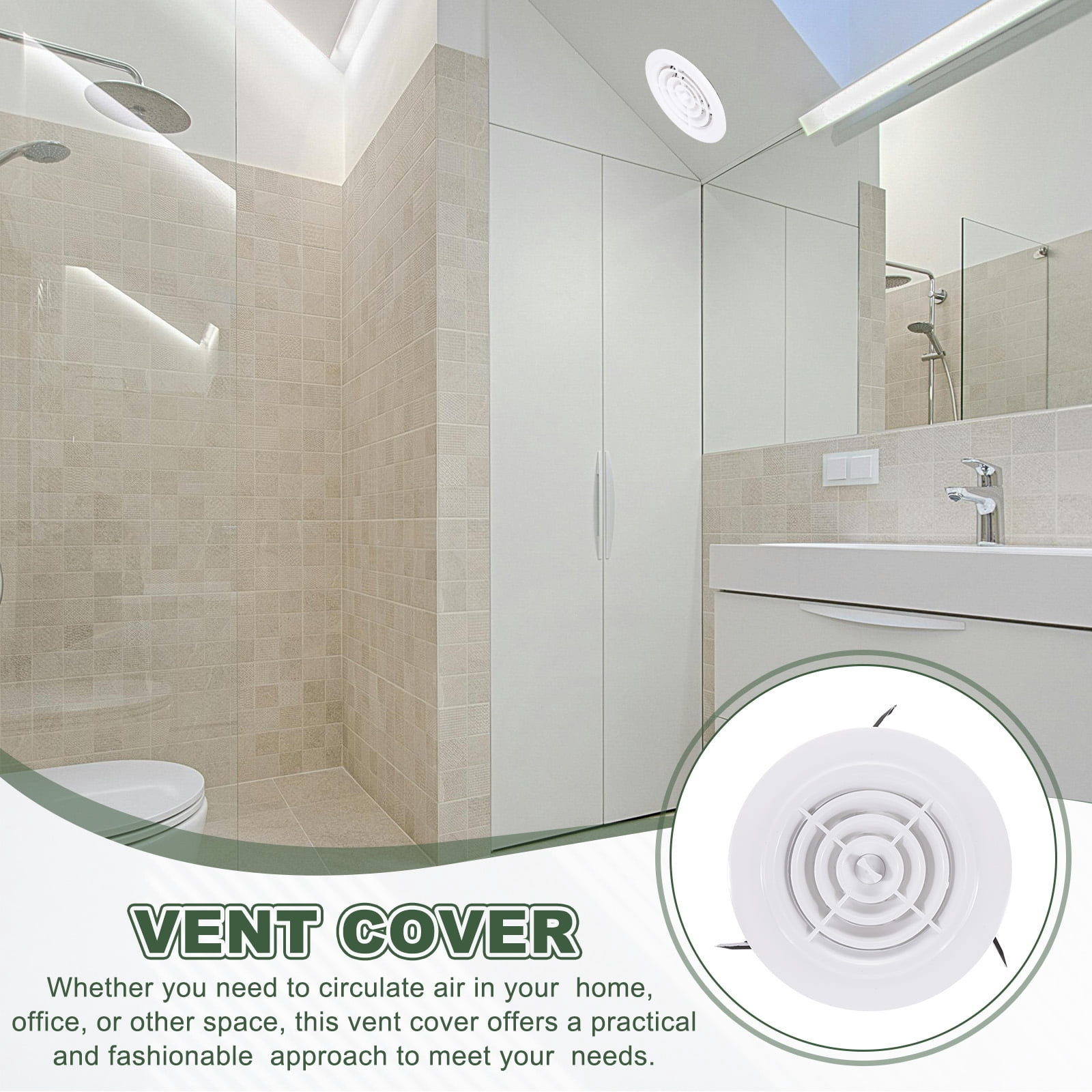 Uxcell 3 Inch Round Air Vent Cover, 4Pcs ABS Adjustable Soffit Vents for Home, White
