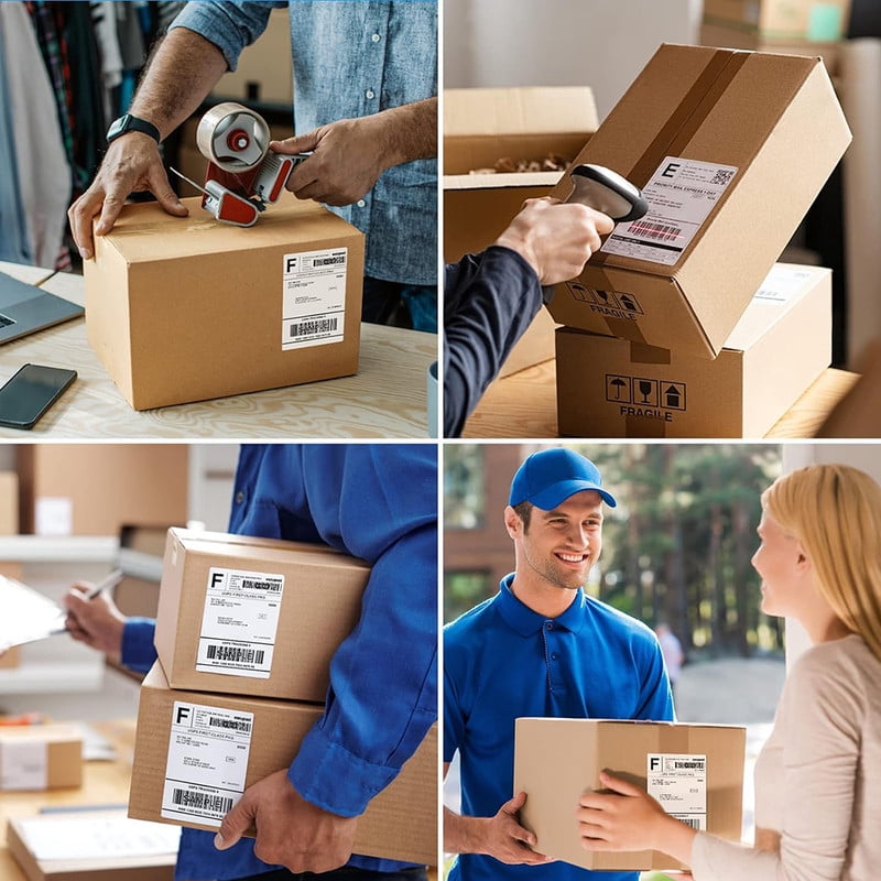 SJPACK 400 Labels 4" x 6" Fanfold Direct Thermal Shipping Labels Blank White Perforated Shipping Label