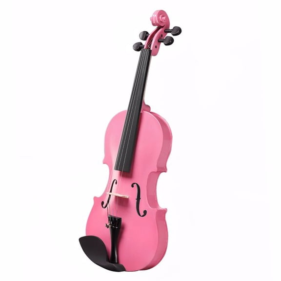 imerelez 3/4 Size Acoustic Violin Starter Set, Pink Basswood Body with Maple Top, Bow, Case & Rosin for Beginner
