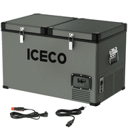 ICECO VL65 68 Quart Dual Zone Portable Refrigerator with SECOP Compressor, 65 Liters Deep Freezer, DC 12/24V, AC 110-240V, 0 to 50