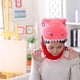 thumbnail image 2 of Lindo gorro con cabeza de dinosaurio, divertido gorro de dinosaurio, gorro cálido de animal, gorro de dibujos animados, gorros de fiesta. Rosado, 2 of 8