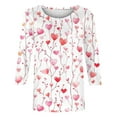 thumbnail image 5 of Resicozy Valentines Shirts For Women 3/4 Length Sleeve Valentine Day Top 2026 Love Heart Printed Graphic Pullover Pink 2XL, 5 of 5