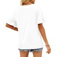thumbnail image 3 of Camiseta de manga corta con cuello en V para mujer, color puro, suave, agradable a la piel, para citas y compras, 3 of 5