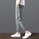 thumbnail image 5 of Pantalones de hombre recortados de seda fina de hielo, pantalones casuales para hombre, ropa de tendencia fresca de verano, ropa original de alta calidad, holgada, 5 of 5